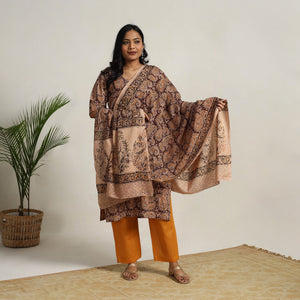 Brown - Block Printed Cotton Kalamkari Kurta Set 14