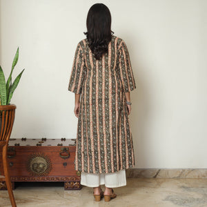 Brown - Kalamkari Hand Block Printed Cotton A-Line Kurta 45
