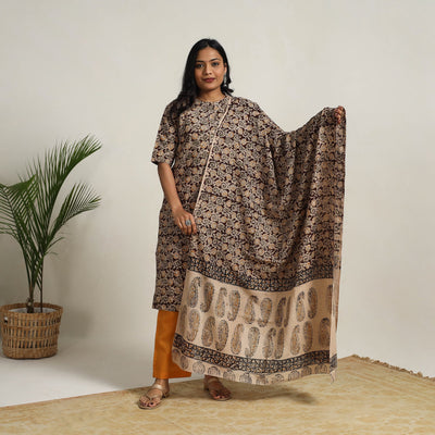 Brown - Block Printed Cotton Kalamkari Kurta Set 10