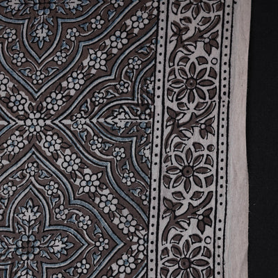 Brown - Natural Dyed Cotton Bagh Print Fabric 01