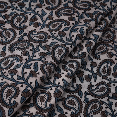 Brown - Natural Dyed Cotton Bagh Print Fabric 02