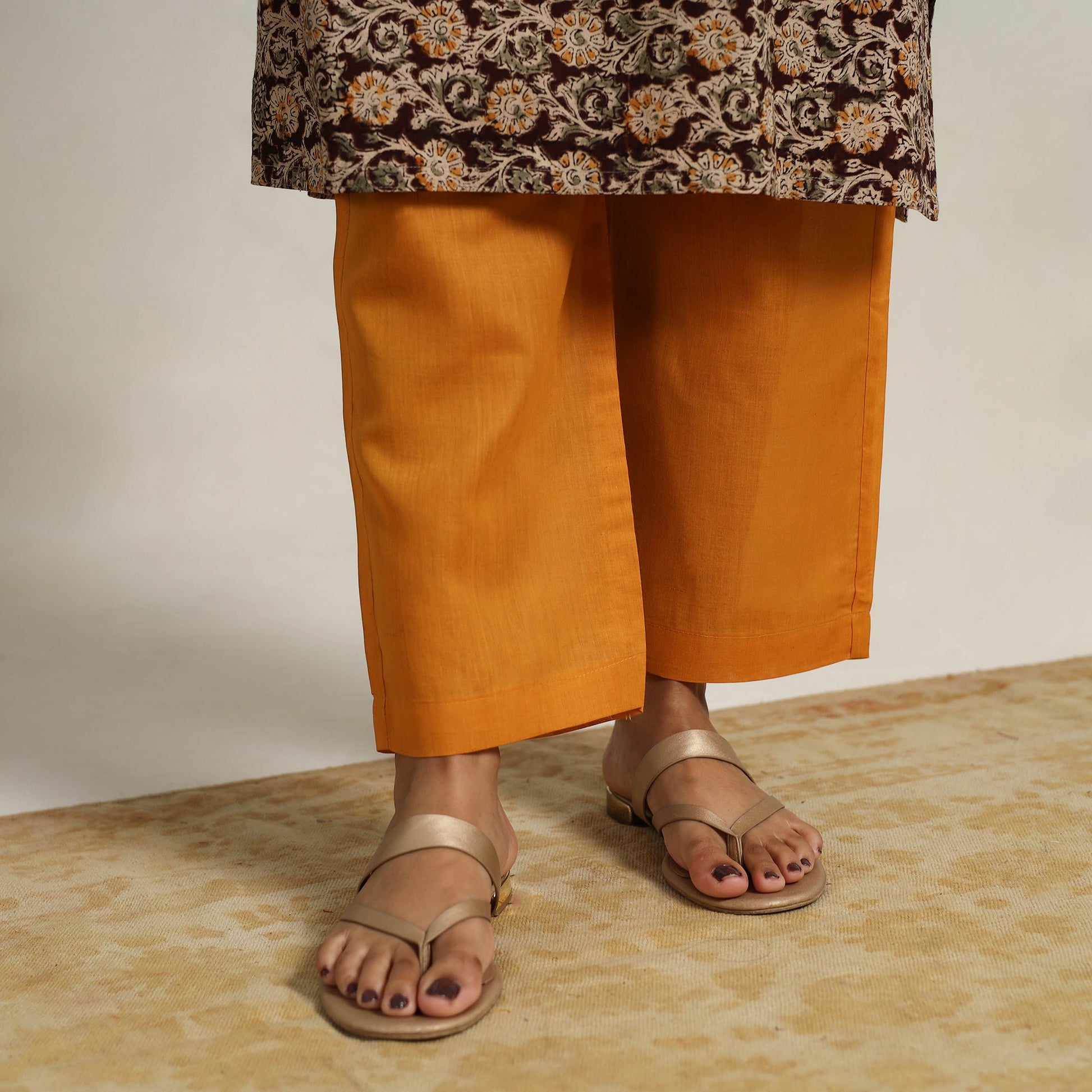 Brown - Block Printed Cotton Kalamkari Kurta Set 10