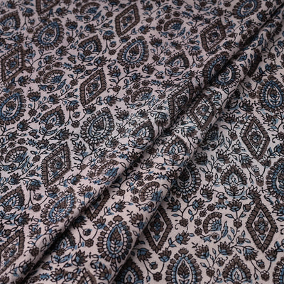 Brown - Natural Dyed Cotton Bagh Print Fabric 04
