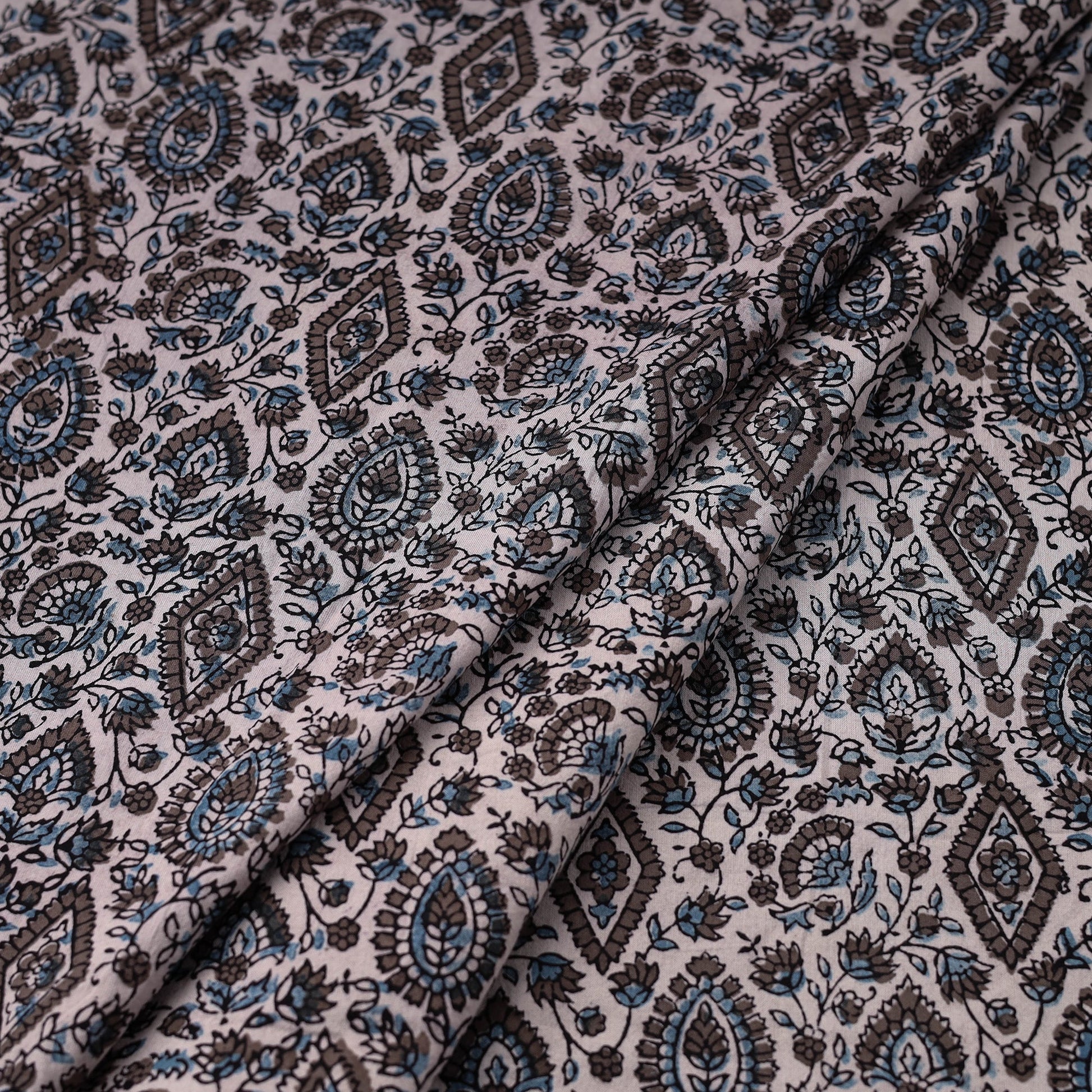 Brown - Natural Dyed Cotton Bagh Print Fabric 04
