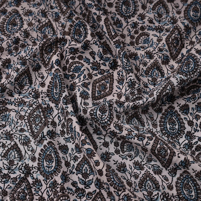 Brown - Natural Dyed Cotton Bagh Print Fabric 04