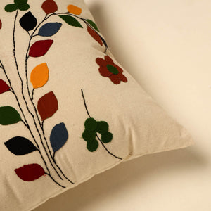 Beige - Cotton Pipli Applique Work Cushion Cover 38