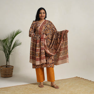 Brown - Block Printed Cotton Kalamkari Kurta Set 08