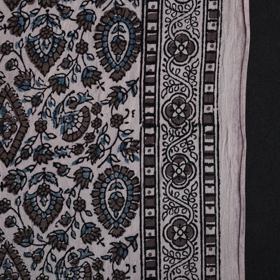 Brown - Natural Dyed Cotton Bagh Print Fabric 04