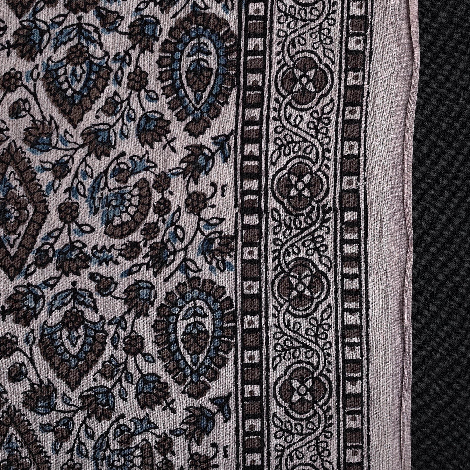 Brown - Natural Dyed Cotton Bagh Print Fabric 04