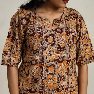 Brown - Block Printed Cotton Kalamkari Kurta Set 08