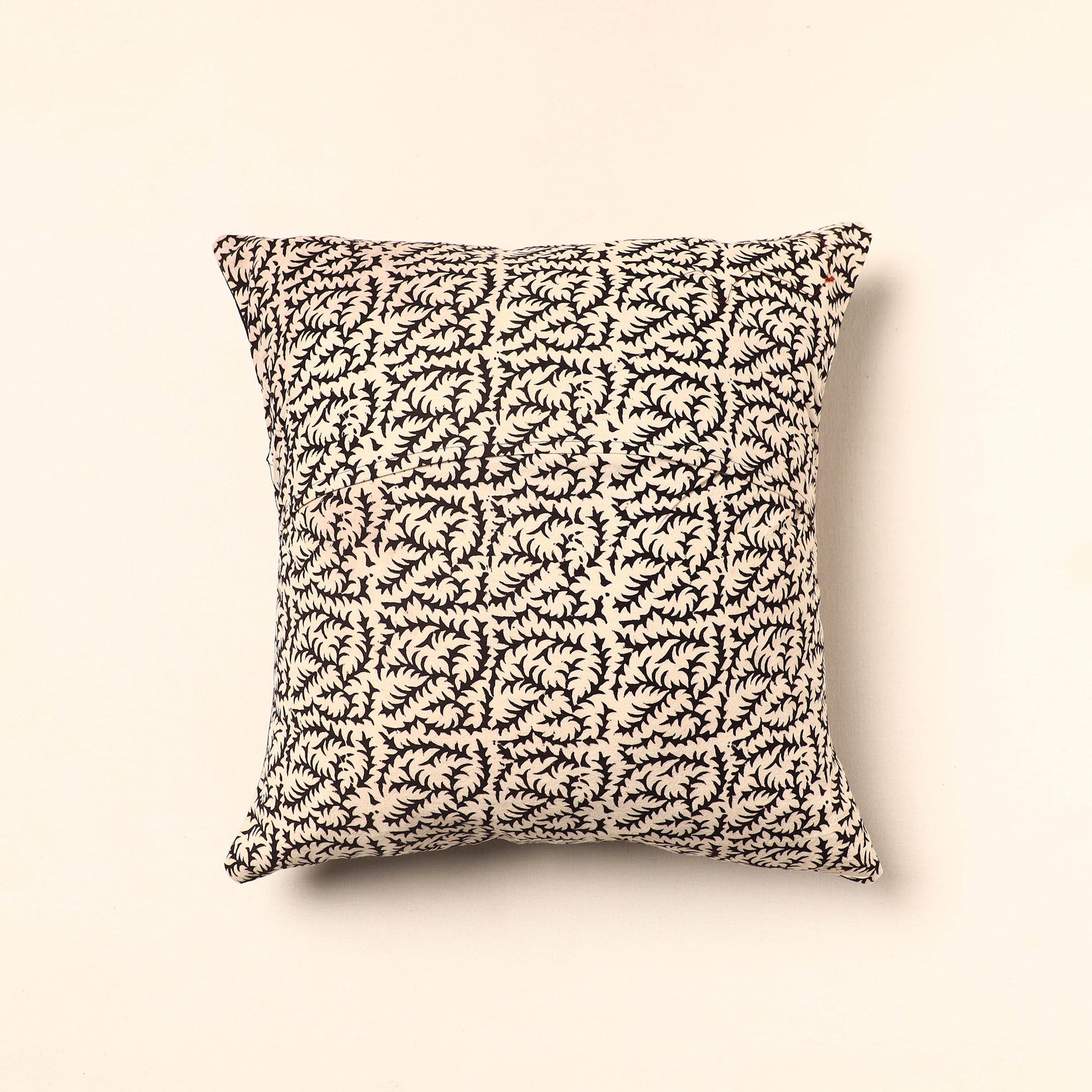 Beige - Bagh Block Printed Cotton Cushion Cover (16 x 16 in) 37
