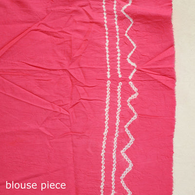 Brown - Kutch Bandhani Tie-Dye Cotton Saree with Blouse Piece