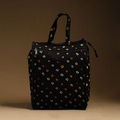 Black - Handcrafted Cotton Shopping Hand Bag 15