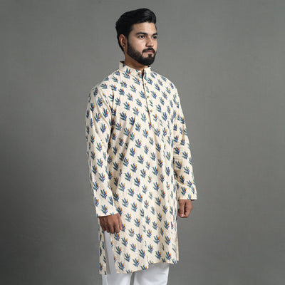Block Print Cotton Sanganeri Kurta for Men (Long) 13