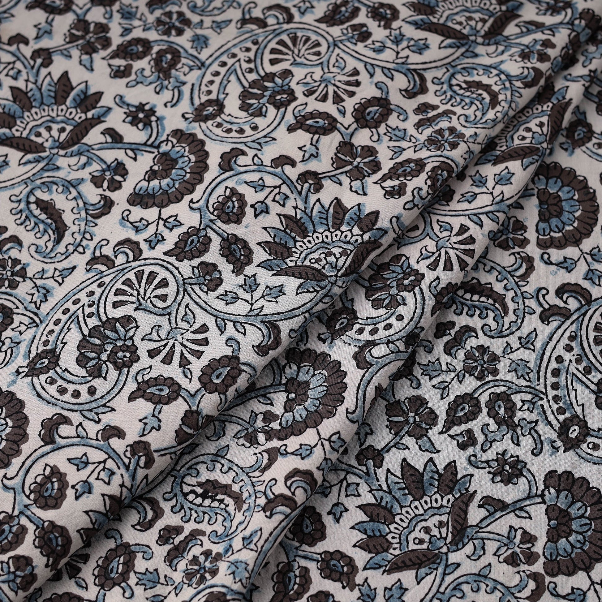 Brown - Natural Dyed Cotton Bagh Print Fabric 06