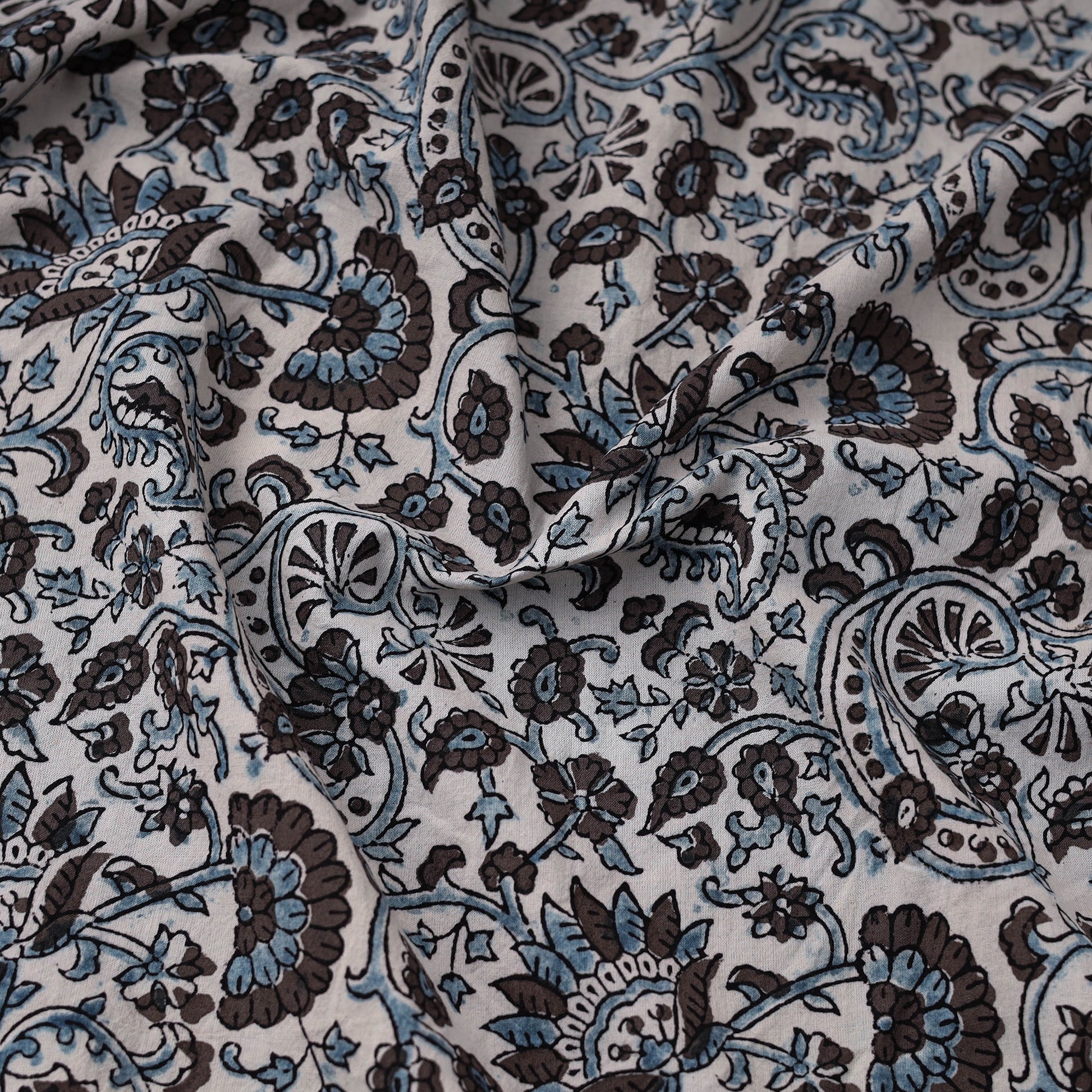 Brown - Natural Dyed Cotton Bagh Print Fabric 06
