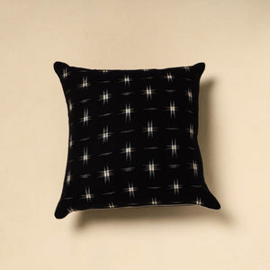 Black - Cotton Pochampally Ikat Cushion Cover 40