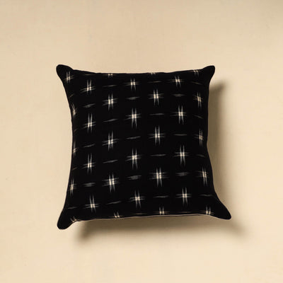 Black - Cotton Pochampally Ikat Cushion Cover 40