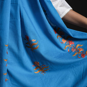Blue - Cotton Kashida Embroidery Stole 06