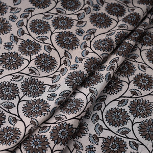 Brown - Natural Dyed Cotton Bagh Print Fabric 07