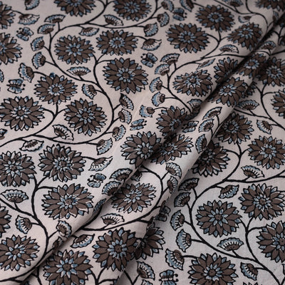 Brown - Natural Dyed Cotton Bagh Print Fabric 07