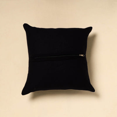 Black - Cotton Pochampally Ikat Cushion Cover 40