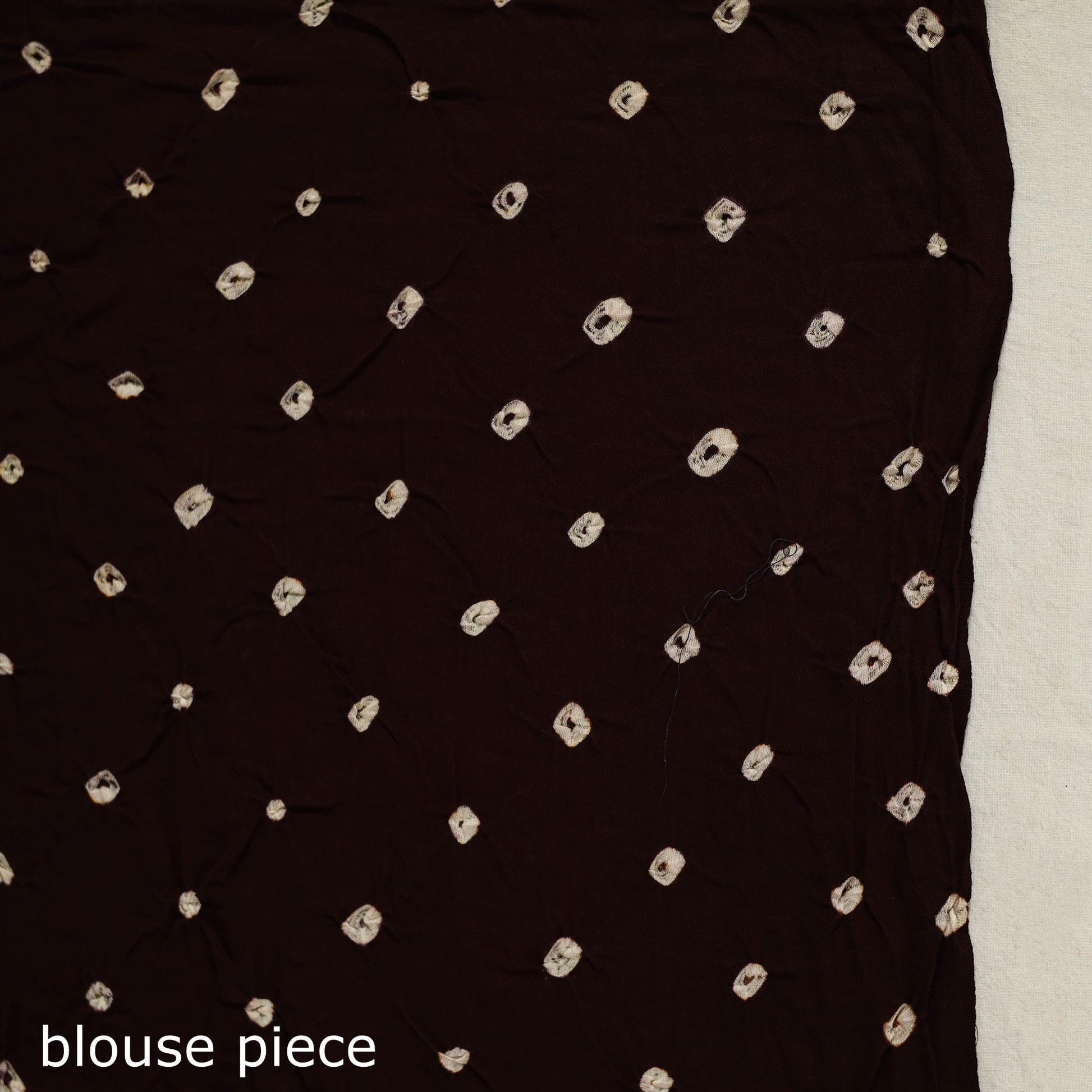 Brown - Kutch Bandhani Tie-Dye Cotton Saree with Blouse Piece