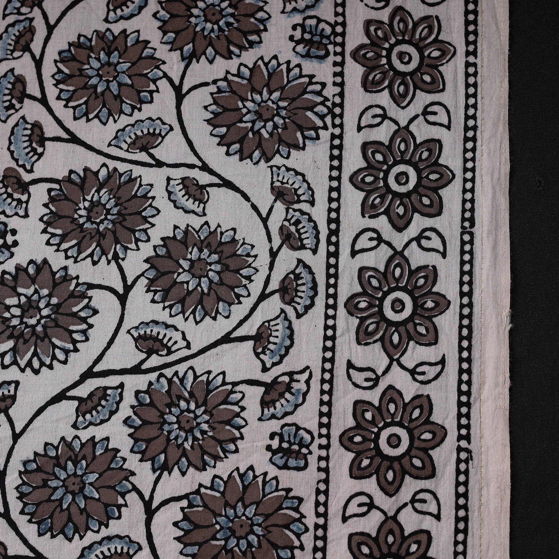 Brown - Natural Dyed Cotton Bagh Print Fabric 07