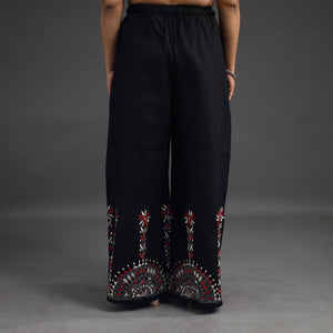 Black - Kantha Hand Embroidery Palazzo in Cotton 10
