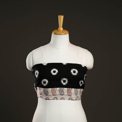 Black - Handloom Cotton Pochampally Double Ikat Blouse Piece 04