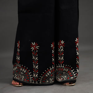 Black - Kantha Hand Embroidery Palazzo in Cotton 10