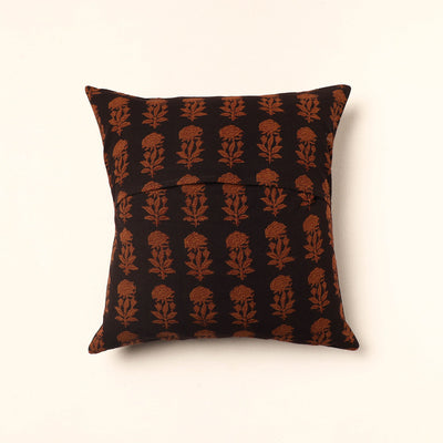 Brown - Bagh Block Printed Cotton Cushion Cover (16 x 16 in) 42