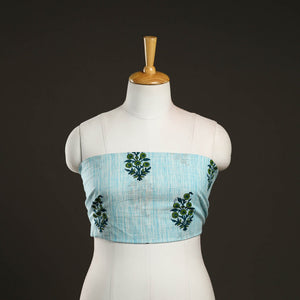 Blue - Block Print Cotton Sanganeri Blouse Piece 07
