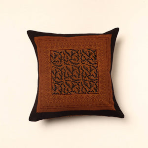 Brown - Bagh Block Printed Cotton Cushion Cover (16 x 16 in) 44