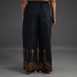 Black - Kantha Hand Embroidery Palazzo in Cotton 11