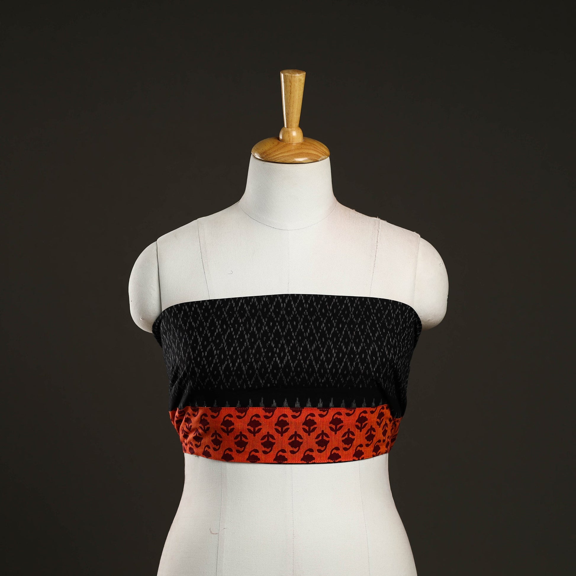 Black - Cotton Pochampally Ikat Blouse Piece 12