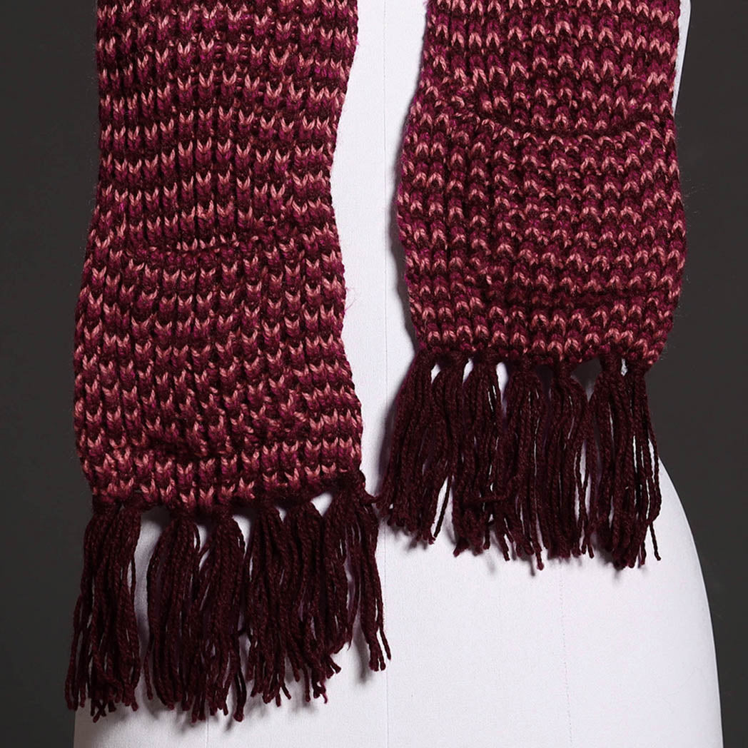 Brown - Kumaun Hand Knitted Woolen Muffler with Pockets