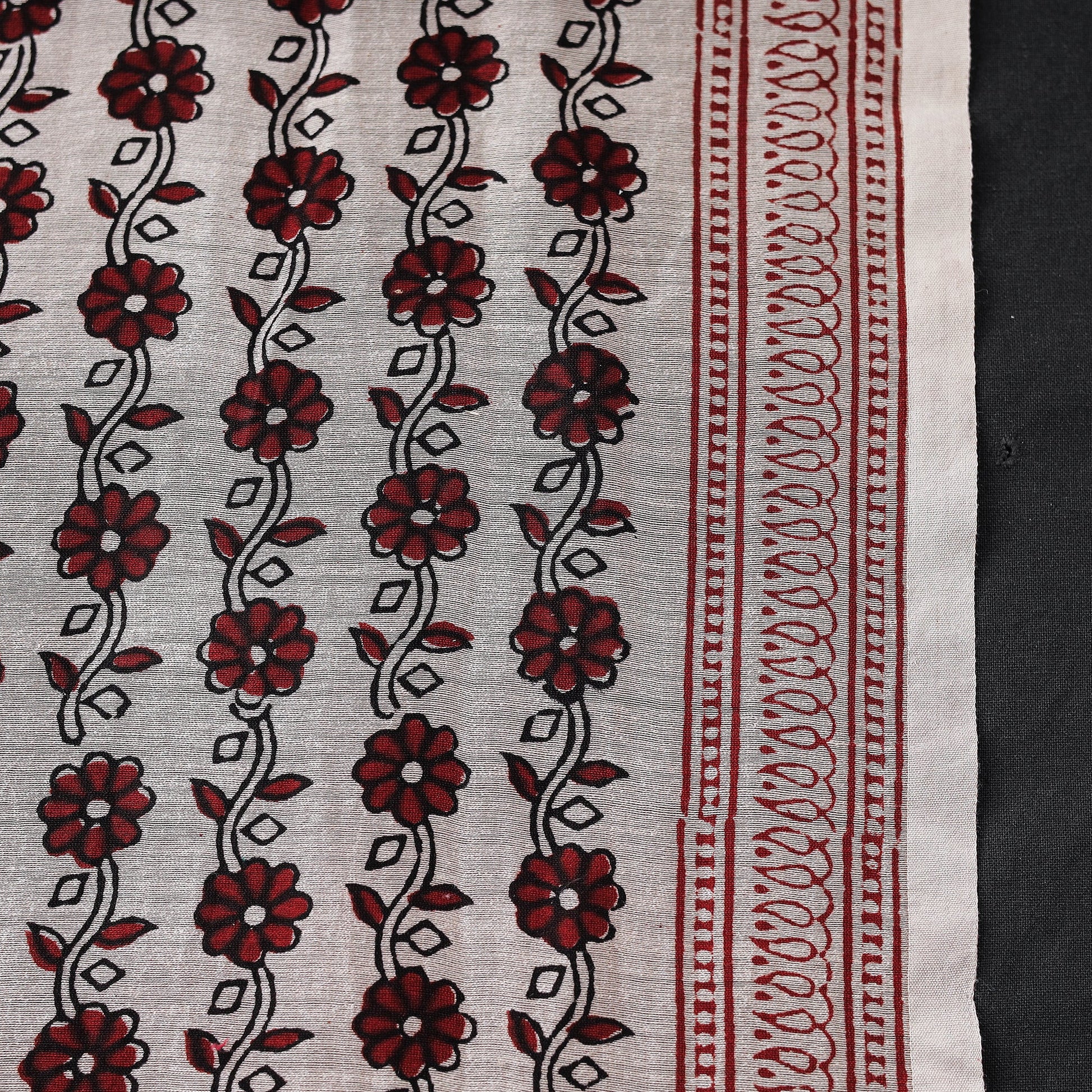 Beige - Chanderi Silk Bagh Print Fabric 01