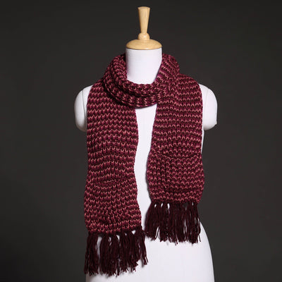 Brown - Kumaun Hand Knitted Woolen Muffler with Pockets