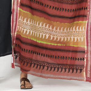 Brown - Bengal Kantha Embroidery Cotton Handloom Dupatta