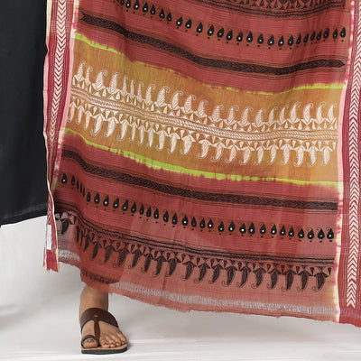 Brown - Bengal Kantha Embroidery Cotton Handloom Dupatta