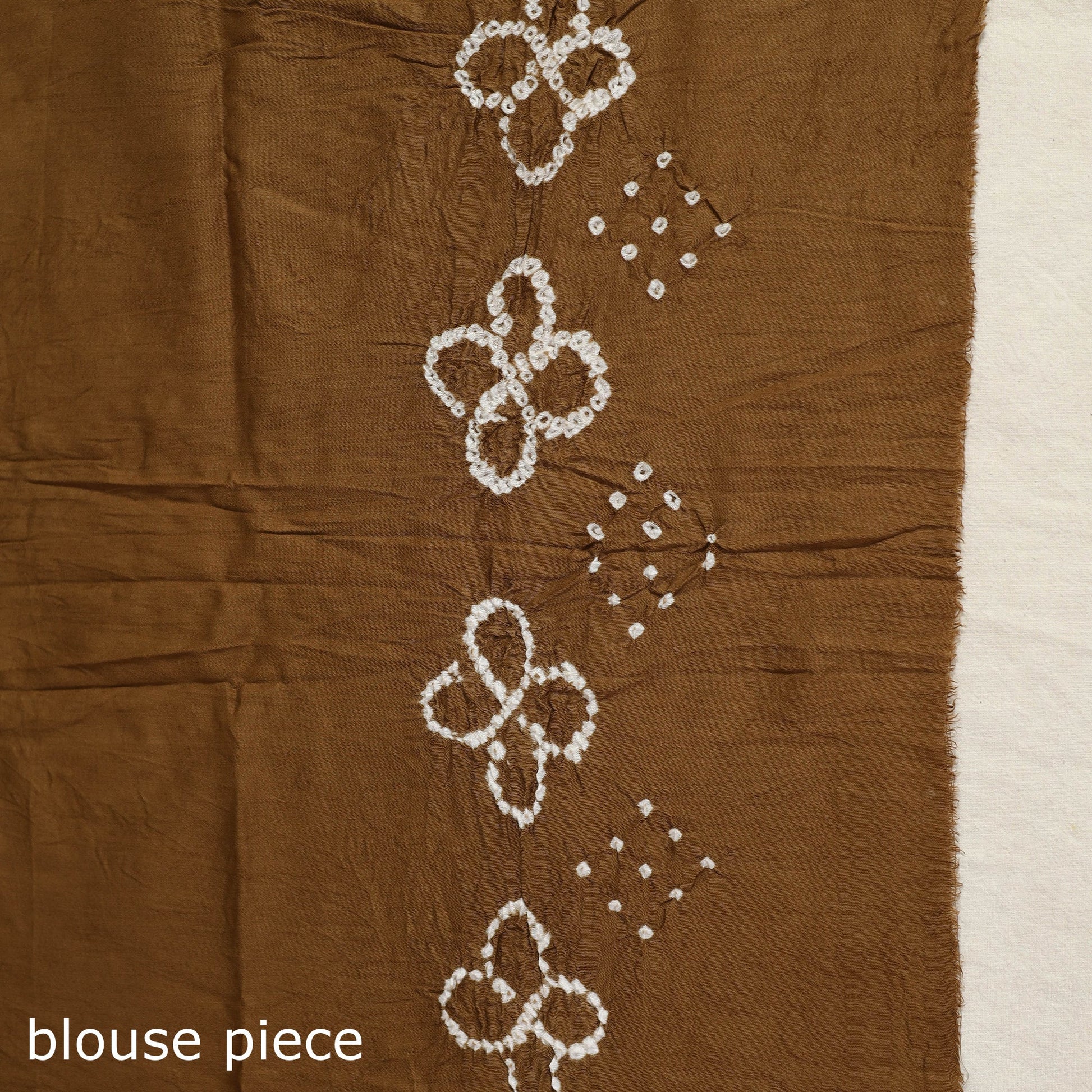 Brown - Kutch Bandhani Tie-Dye Cotton Saree with Blouse Piece