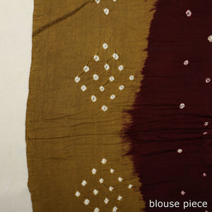 Brown - Kutch Tie-Dye Cotton Bandhani Saree with Blouse Piece 08