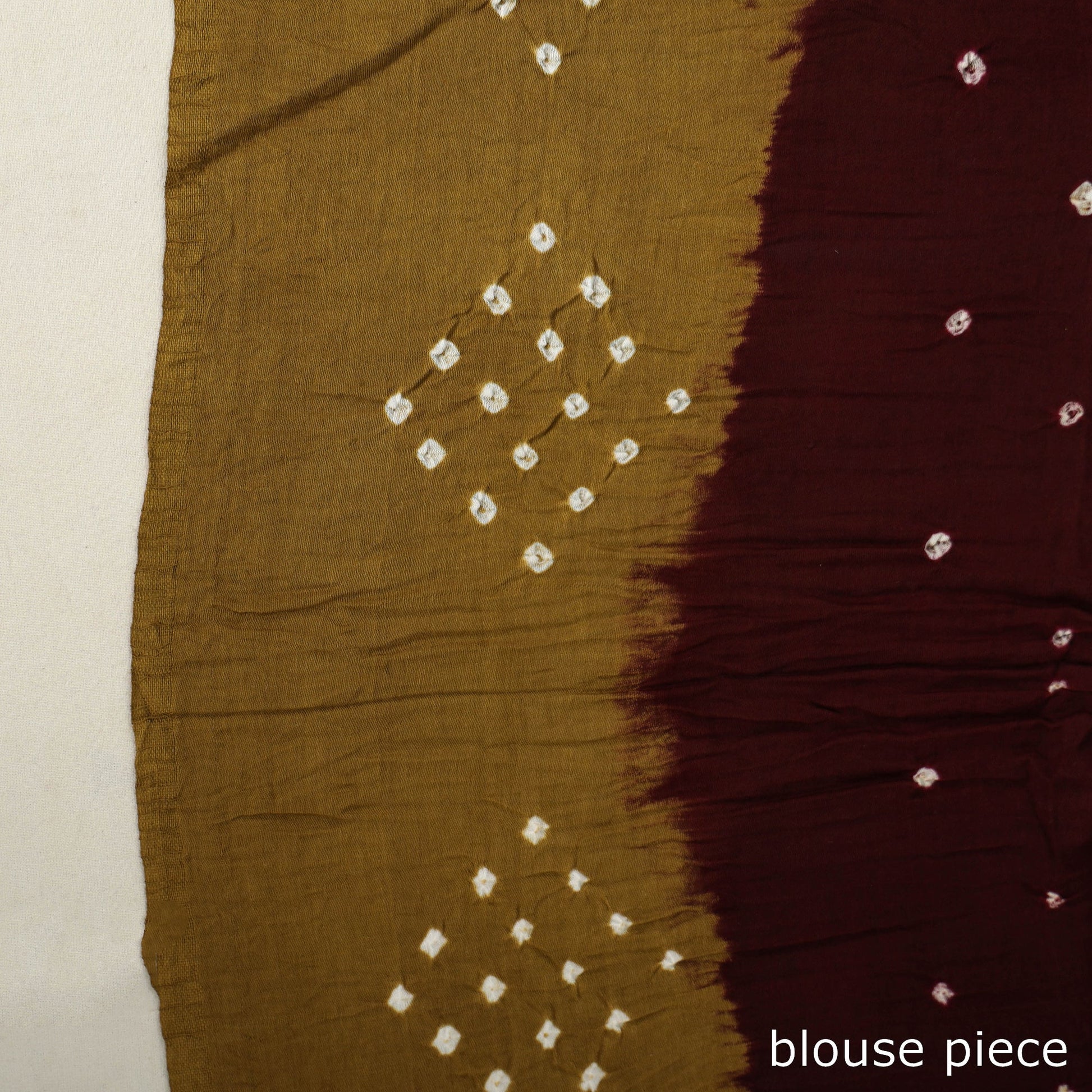 Brown - Kutch Tie-Dye Cotton Bandhani Saree with Blouse Piece 08