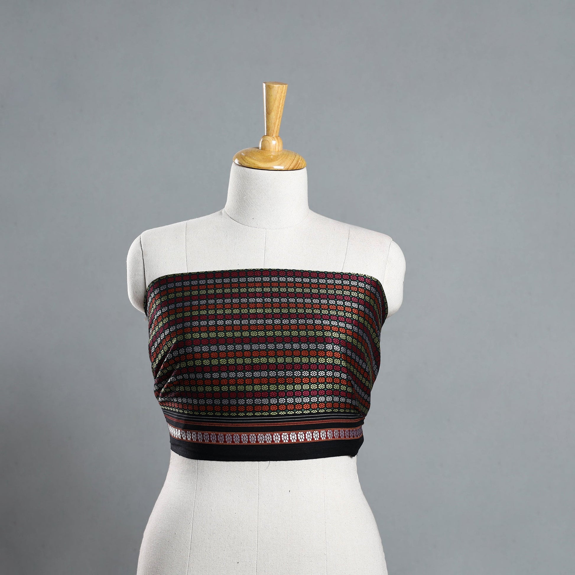 Black - Multicolor - Khun Weave Cotton Blouse Piece 76