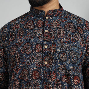 Ajrakh Block Printed Cotton Men Short Kurta 09