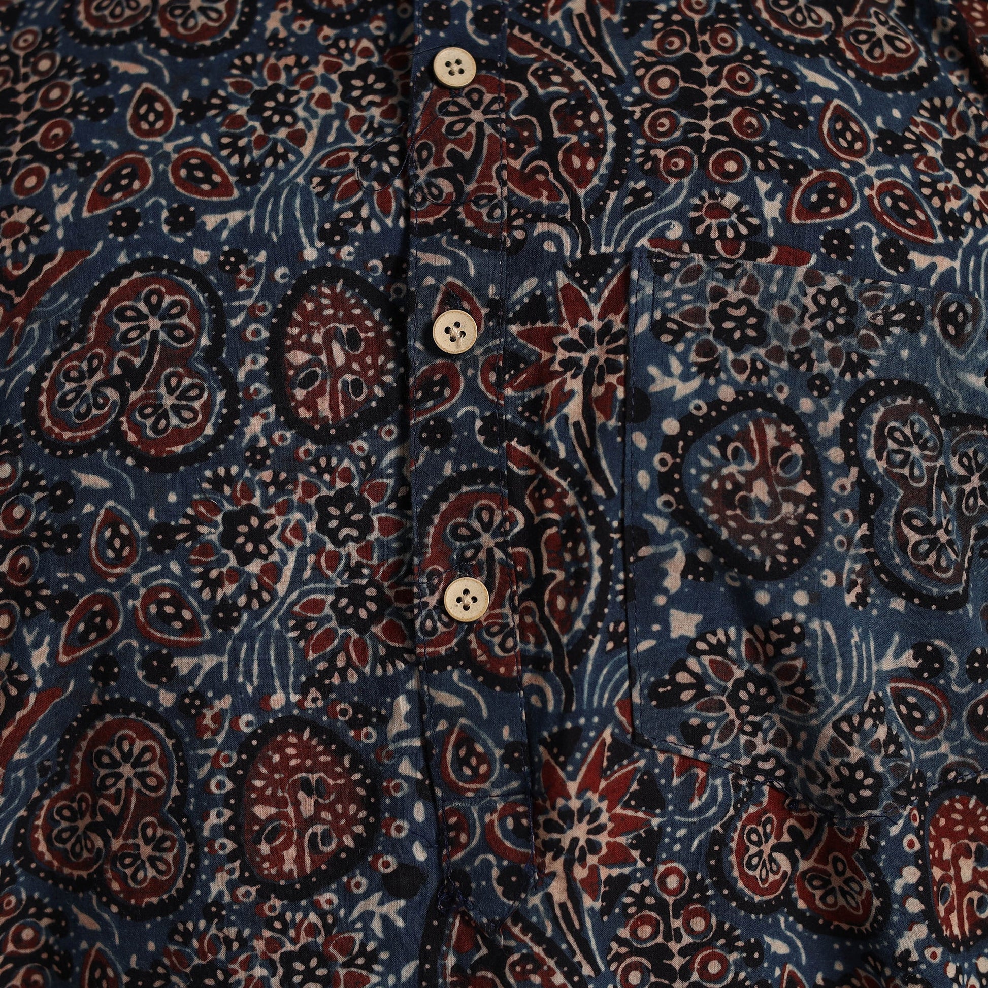 Ajrakh Block Printed Cotton Men Short Kurta 09