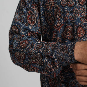 Ajrakh Block Printed Cotton Men Short Kurta 09