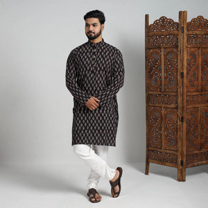 Ajrakh Block Printed Cotton Men Long Kurta 10