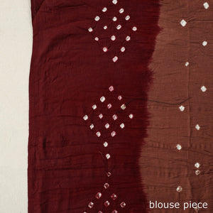 Brown - Kutch Tie-Dye Cotton Bandhani Saree with Blouse Piece 10